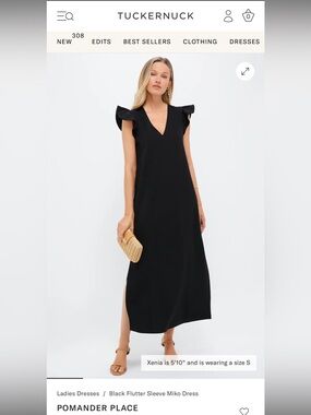 The Black Flutter Sleeve Miko Dress Size L